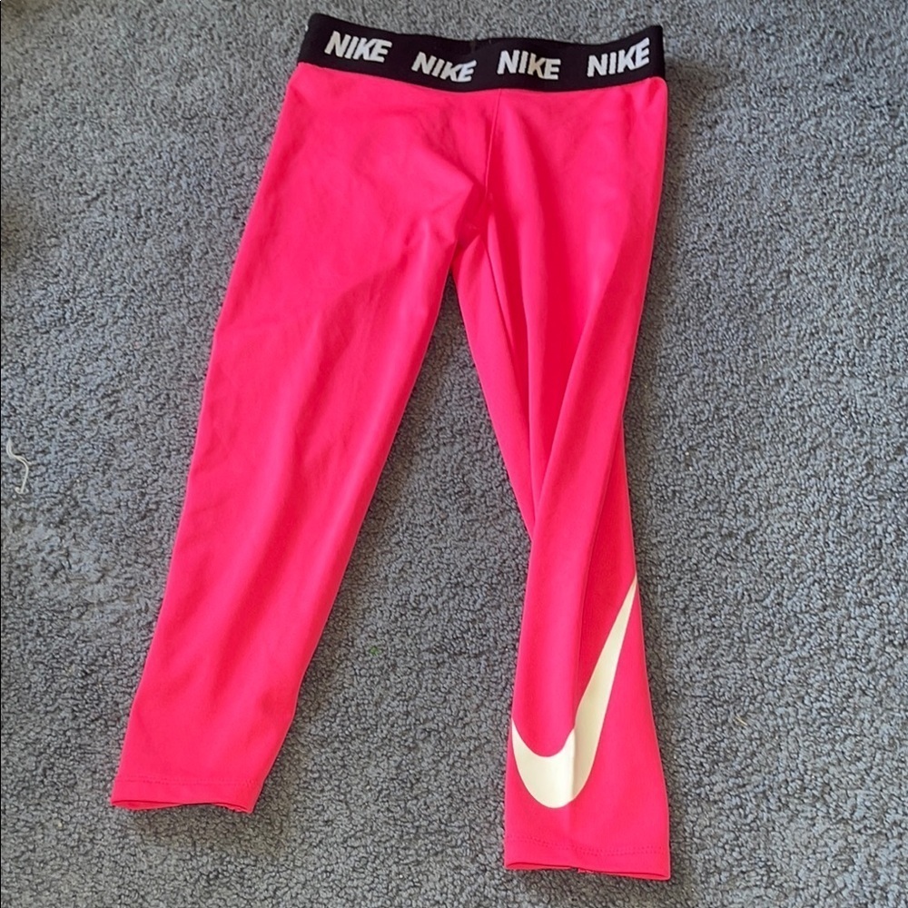 Nike Pink Athletic Leggings with Swoosh Logo
